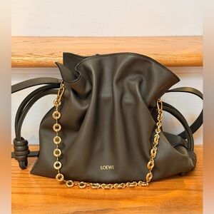 Loewe Flamenco medium bag with donut chain! khaki green color, like new